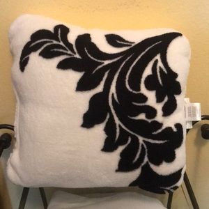 Small 12” Plush White Pillow With Black Damask Print